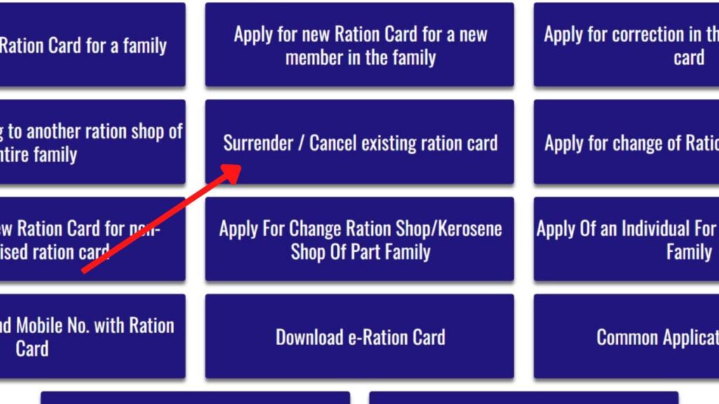 surrender or cancel ration card option