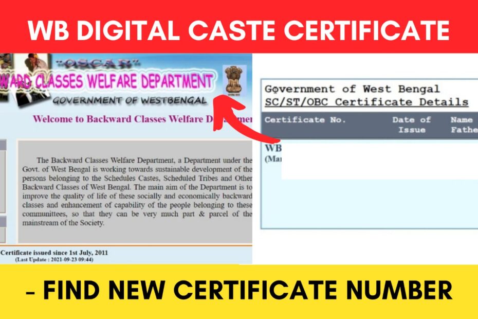 wb digital caste certificate number