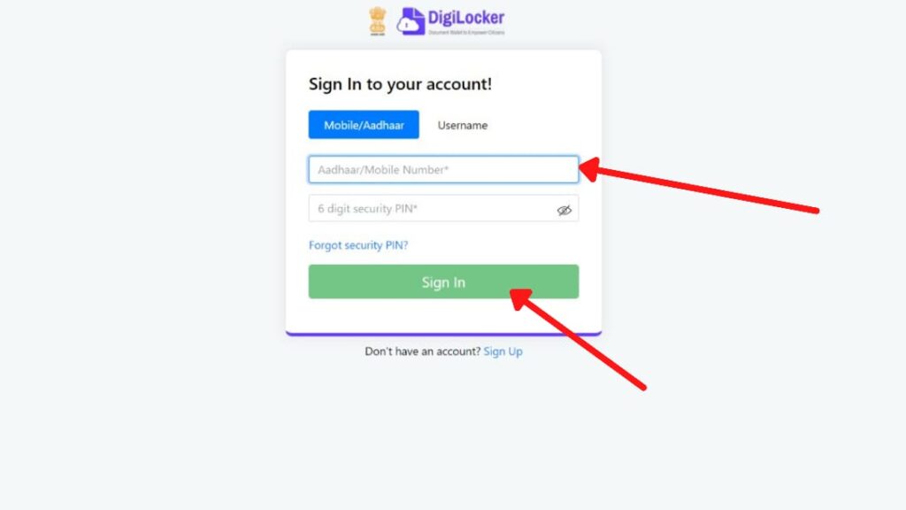 digilocker signin page