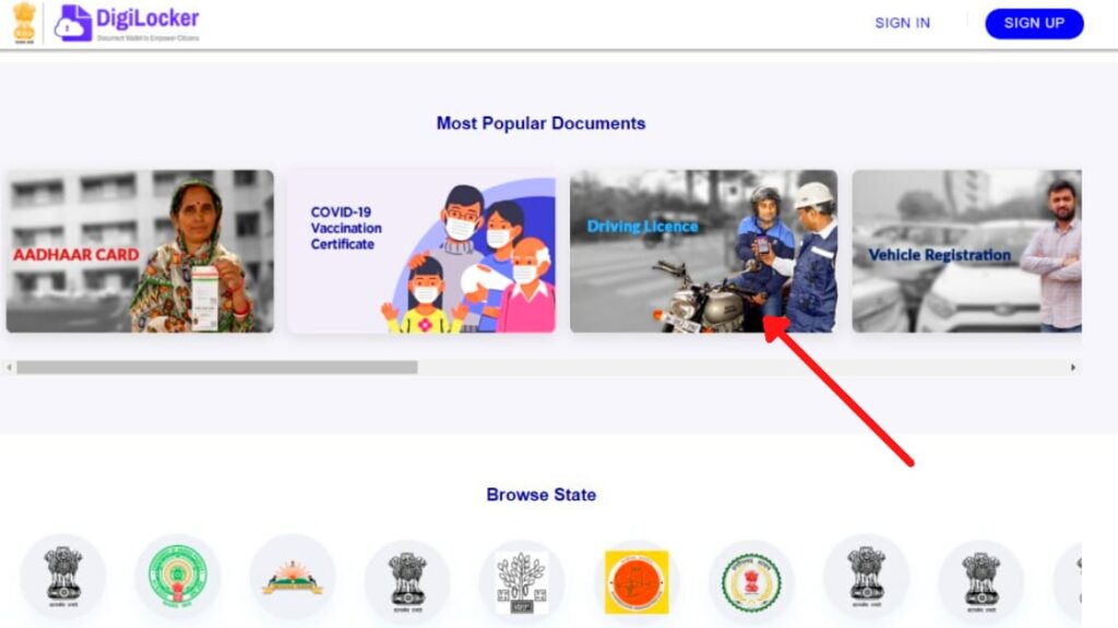 driving licence option on digilocker