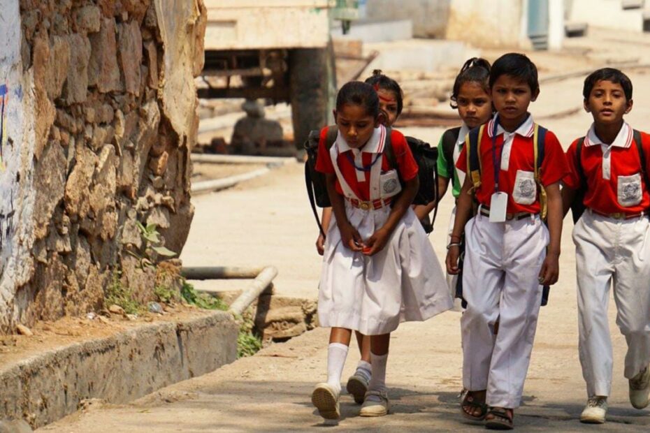 students going to school