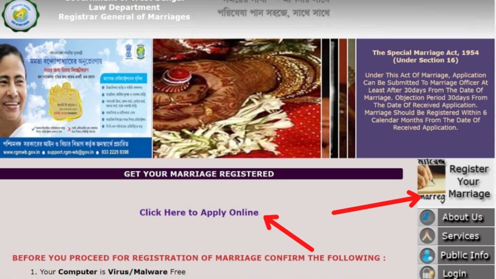Marriage certificate application website