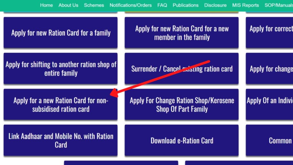 Non subsidised ration card option