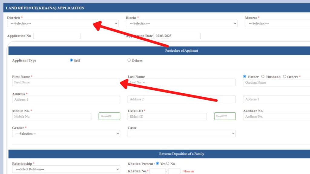 Khajna application form West Bengal