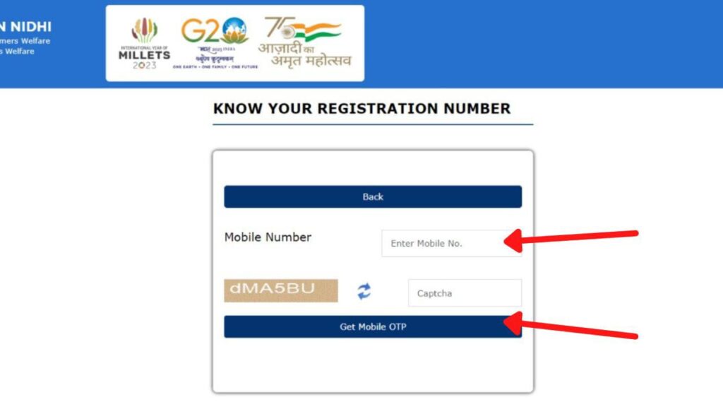 Know PM Kisan Registration number page