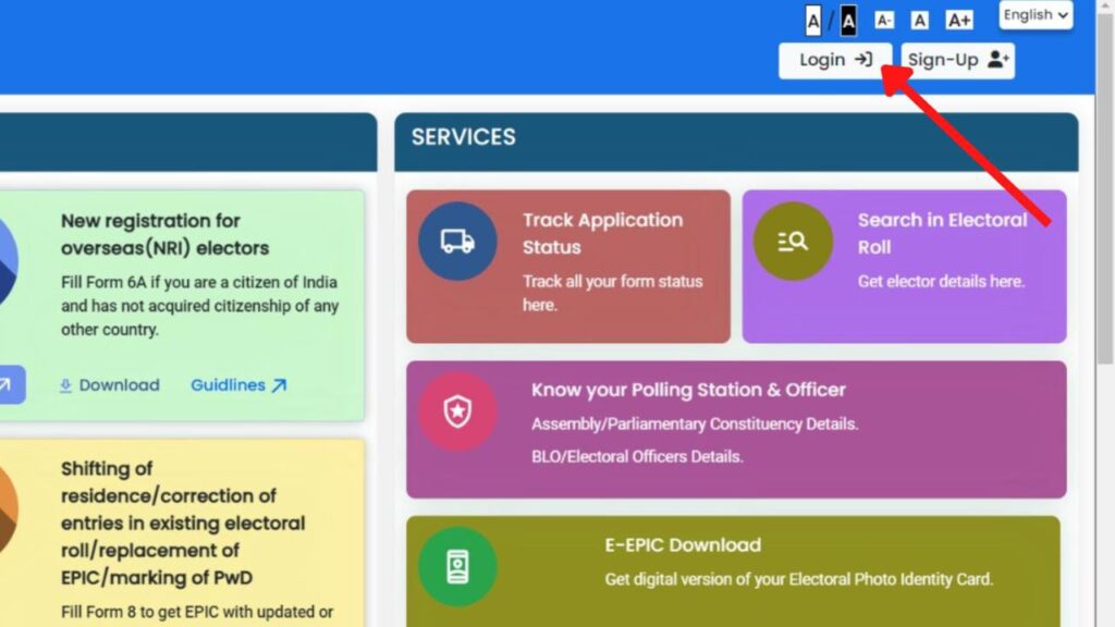 Voter Service Portal Log In option