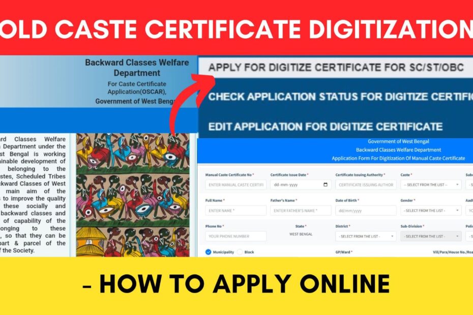 Caste Certificate digitization apply online