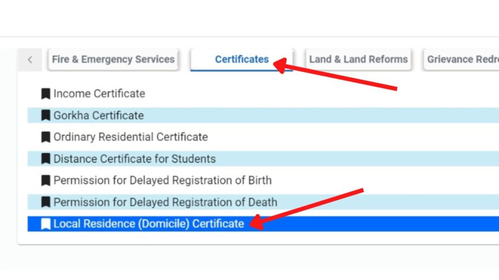 Local domicile certificate option on edistrict portal